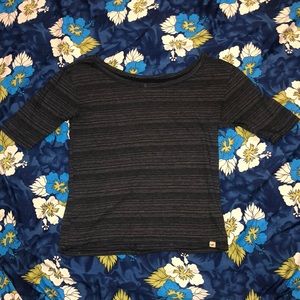 Striped black and grey shirt sleeve shirt